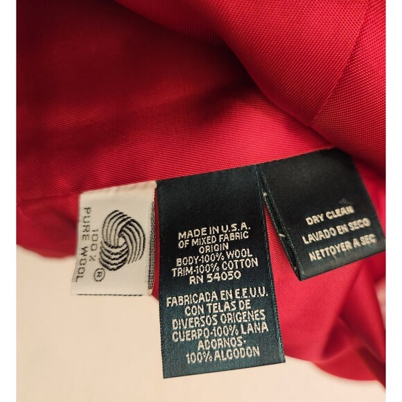 VTG RALPH LAUREN Red Wool Blazer Riding Equestrian Longline 90s Velvet USA Sz 2P - Picture 11 of 11